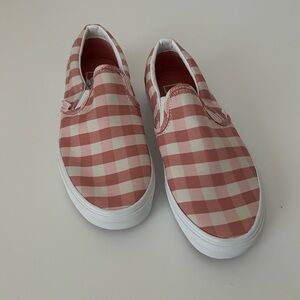 Vans Classic Slip on Pink White Gingham M 6.5 W 8
